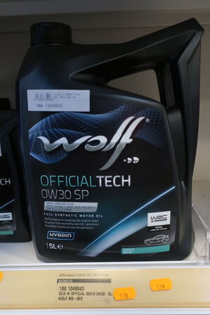 5 liter motorolie WOLF 0W30 SP