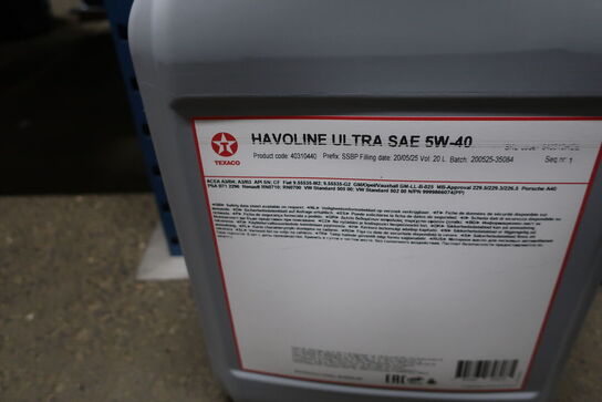 20 liter motorolie TEXACO Havoline Ultra SAE 5W-40 