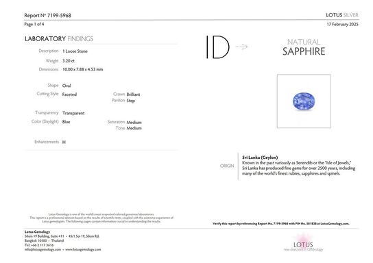 3,19 ct, kornblomstblå safir og brillantring af 18 kt. hvidguld