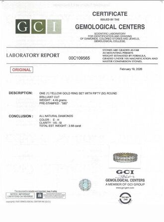 3,68 ct. naturlig diamant og 14 kt. alliance guldring