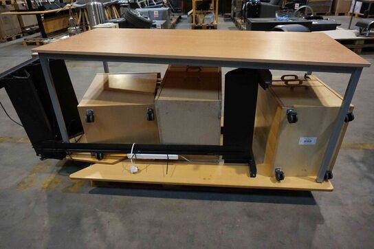 Elektrisk hævesænkebord, mødebord og tre skuffemoduler 