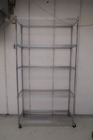 Tubo metalreol på hjul - 35 x 120 x 227 cm 