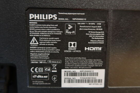 50" Fjernsyn PHILIPS 50PUS9005/12 uden fod