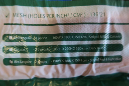 10 stk. Myggenet 2 Pers. 190W x 180L x 150H cm.