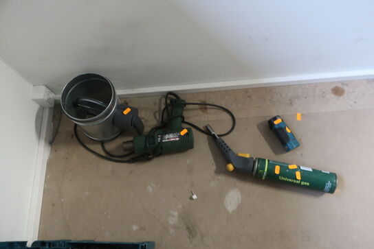 Varmepistol, brandspjæld m.m.