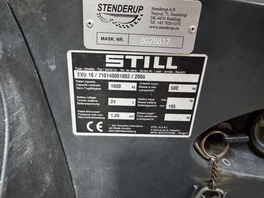 El hund, Still EXU 116 1600 kg.