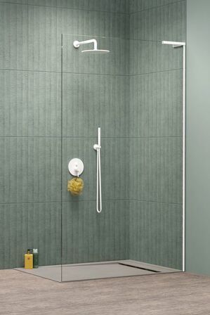 OUTLET Strømberg Bad Walk-In 205 fastvæg 8mm glas Hvidt Profiler