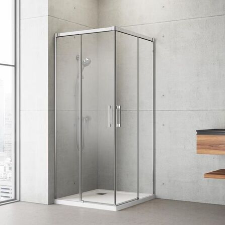 OUTLET Strømberg Bad Slide 42 Frostet Glas, skydedør hjørneløsning skræddersyet