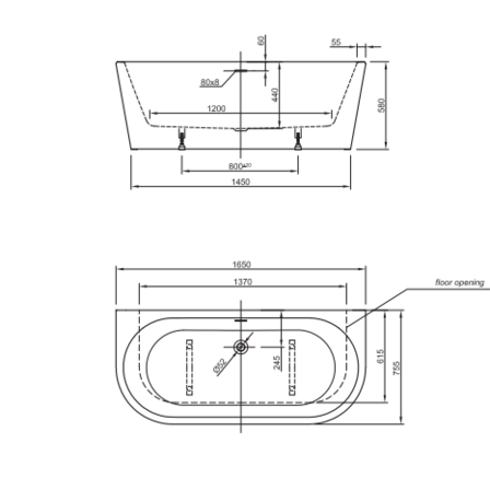 LAG1675-BTW ∙ Lago Back-To-Wallkar 1650x755mm inkl.
