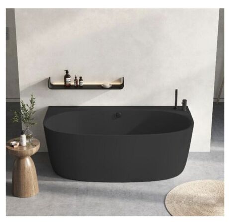 Strømberg Arden Back-To-Wall badekar 1600 x 860 mm - Mat sort