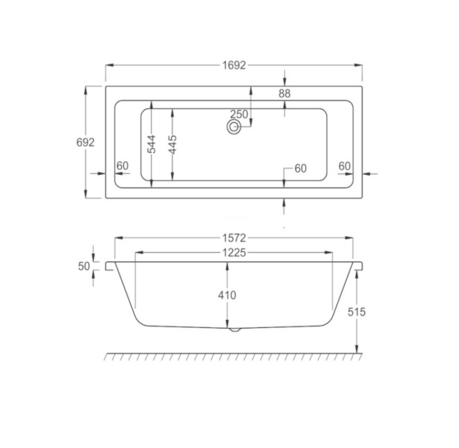 Udstillings badekar QUAD1770 - Strømberg Quantum 1700x700