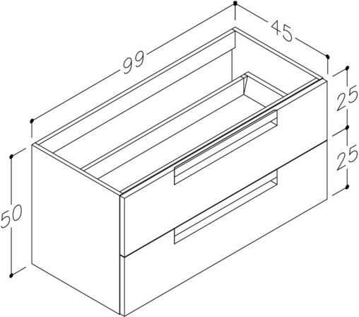 UE18 Enna underskab, 990x445mm, mat hvid, ny, mat sort håndtag