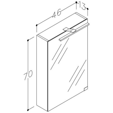 MS54 Spejlskab 460x700mm, grå molina ask