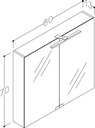 MS81 Spejlskab 800x700mm, mørk cortina eg,