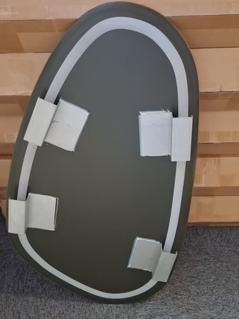 Oval Spejl med grå ramme, ingen LED