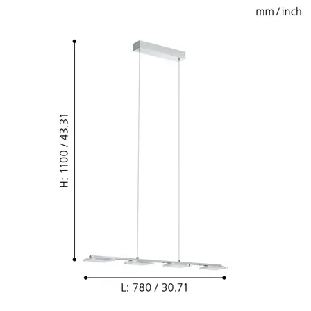 Eglo square led pendel krom 78 cm(ubrugt)