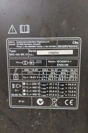 Svejser MIGATRONIC MIG 445 MK III