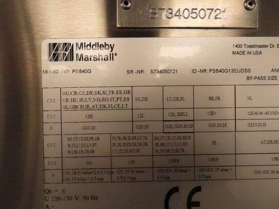Dobbelt pizzaovn, gas MIDDLEBY MARSHALL PS840G