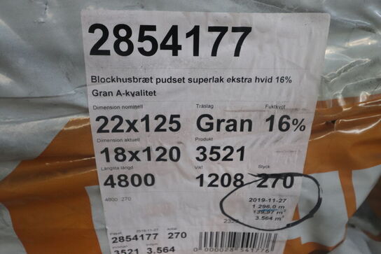 270 stk Hvid lak profilbrædder blokhus