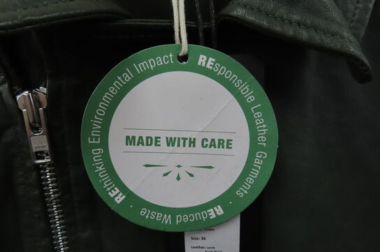 Læderjakke SKINTÖI str. 36 grøn