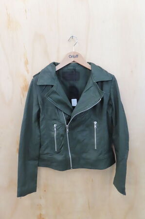 Læderjakke SKINTÖI str. 36 grøn