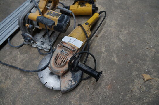 3 stk. Elværktøj + skinne DEWALT 