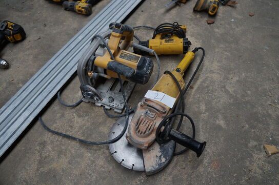 3 stk. Elværktøj + skinne DEWALT 