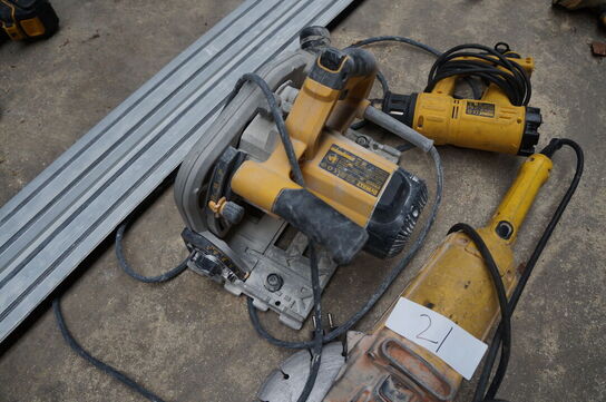 3 stk. Elværktøj + skinne DEWALT 