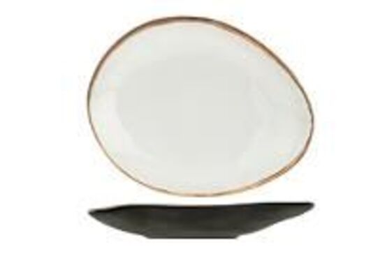 65 stk. Tallerken melamin oval lysgrå 145 mm Plato