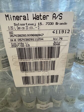 Palle inkl. kildevand, pant B flasker