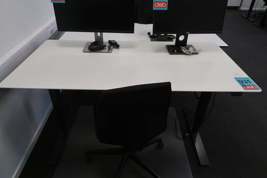Hæve-/sænkebord - 160x80 cm + kontorstol & underlag 