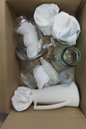 6 stk. Pendler samt skind, spejle og glasvarer