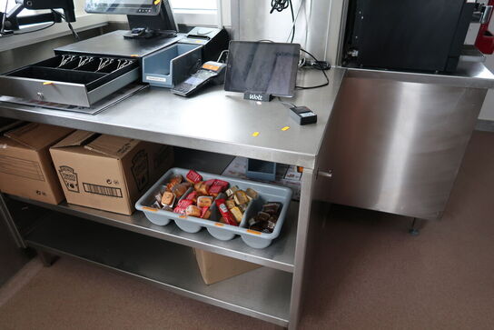 Rustfri stålbord uden kasseapparat m.m.