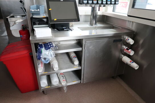 Rustfri stålbord uden kasseapparat m.m.