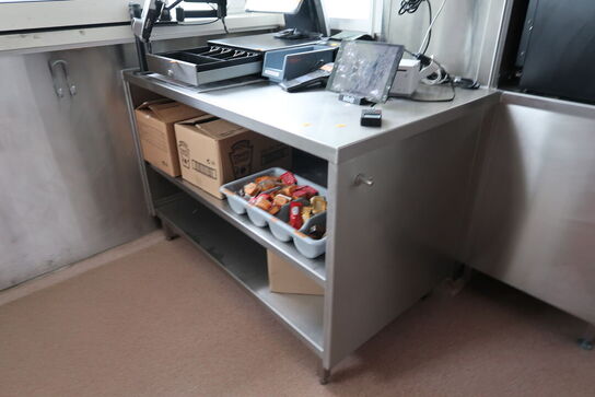 Rustfri stålbord uden kasseapparat m.m.