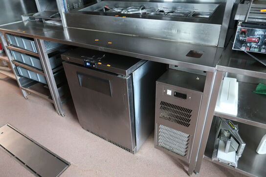 Rustfri stålbord med køleenhed uden varmeskab
