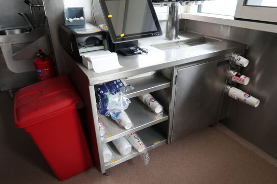 Rustfri stålbord uden kasseapparat m.m.