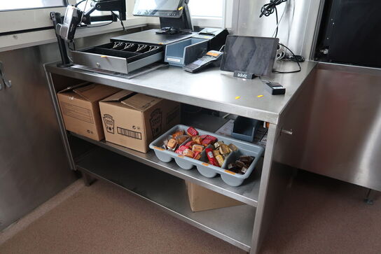 Rustfri stålbord uden kasseapparat m.m.