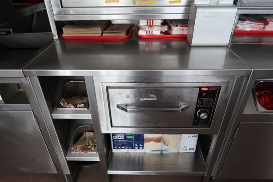 Rustfri stålbord med indhold samt varmeskuffe HATCO Drawer Warmer