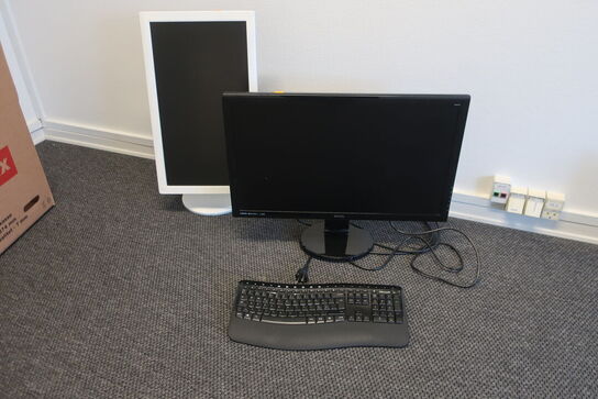 2 stk. computerskærme og tastatur