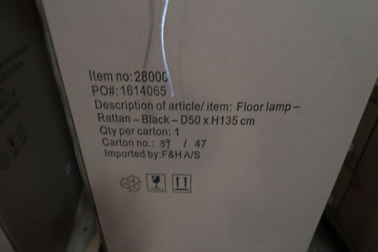 3 stk. Gulvlampe Werna D50 x 130 cm Sort Rattan