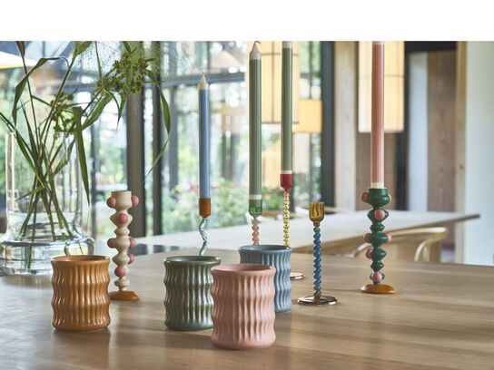 126 stk. Lysestage Styles 18 cm Grøn/Rosa Polyresin