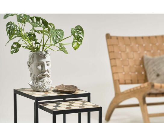 13 sæt. Sidebord m. stenindsats Karv 2 stk. Sort Jern