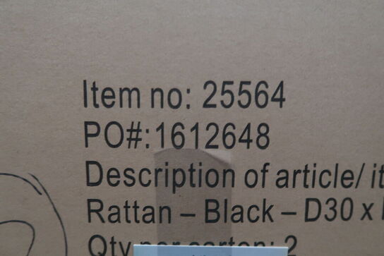 22 stk. Bordlampe Werna D30 x 53,5 cm Sort Rattan