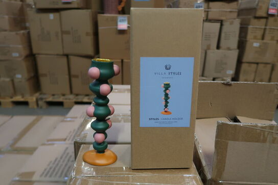 126 stk. Lysestage Styles 18 cm Grøn/Rosa Polyresin