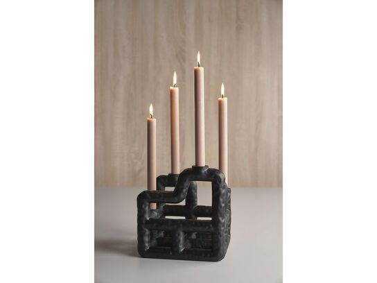 8 stk. Lysestage Lyst 21 x 21 x 23 cm Sort Polyresin