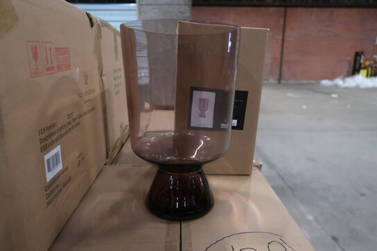 128 stk. Vase Drum D15 x 24 cm Lyserød Glas