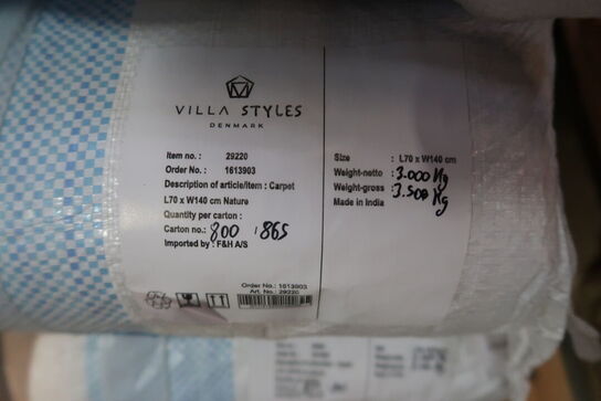 5 stk. Gulvtæppe Styles 70 x 140 cm Blå/Amber 100% Bomuld