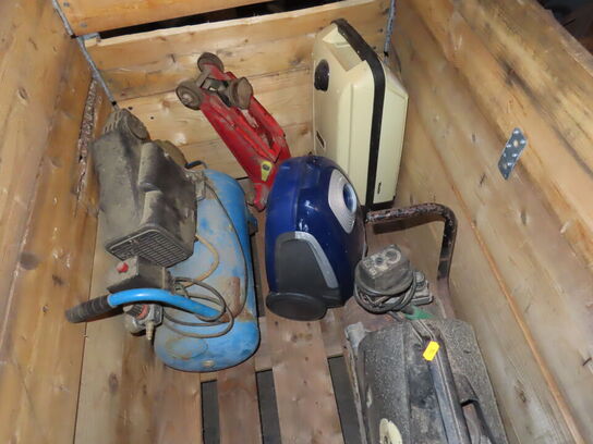 Indhold i palle, støvsugere, kompressorer, donkraft