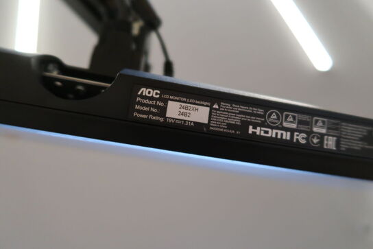 3 stk. computerskærme AOC 24B2 med tastatur, mus, computer HP EliteDesk